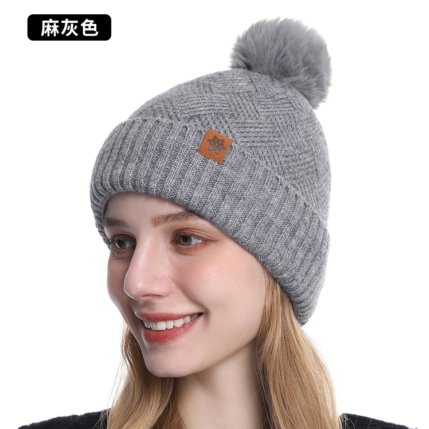 Wholesale Women' s knitted hat winter cold-proof double-layer f outdoor warm knitted hat f gloves three-piece set